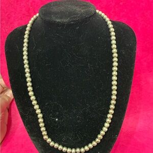 4mm Navajo style sterling pearls necklace 20in